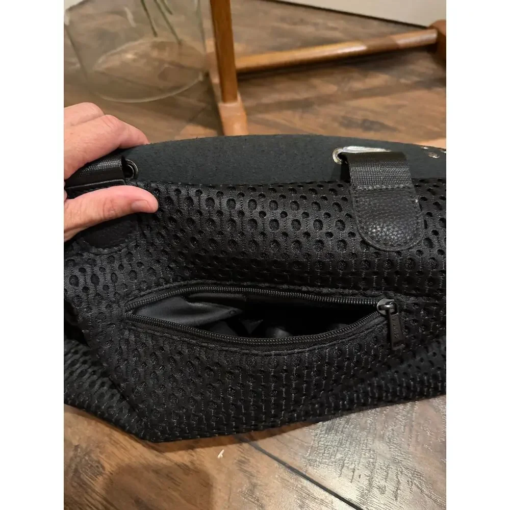Black Woven & Studded Convertible Crossbody Shoulder Bag - Boho Edgy Satchel